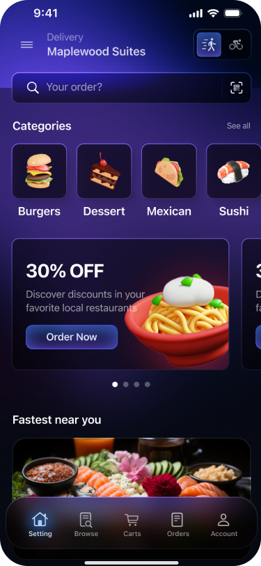 A cell phone with a purple screen and a purple background.